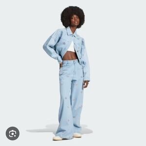 Adidas rhinestones denim pants